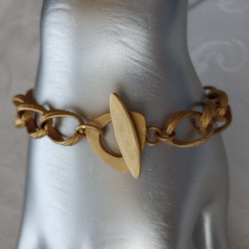 Vintage matte triangle Gold Tone 7" modernist Bracelet